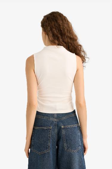 Slim Fit Ribana Half Turtleneck Tank Top