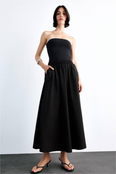 Beli Lastikli Cepli Siyah Maxi Etek