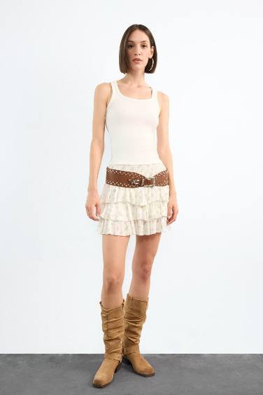 تنورة قصيرة فلورال بخصر مطاطي