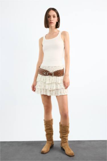 تنورة قصيرة فلورال بخصر مطاطي