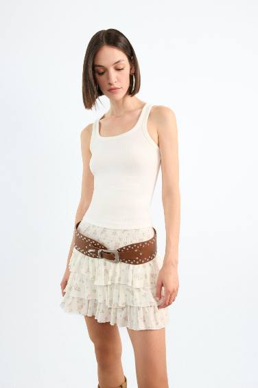 تنورة قصيرة فلورال بخصر مطاطي