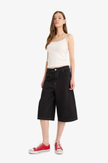 Fitted U Neck Corduroy White Tank Top