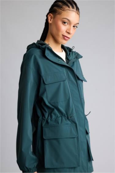 Ветрозащитный водоотталкивающий дождевик на молнии с капюшоном Regular Fit