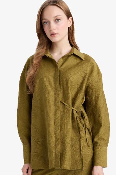Regular Fit Shirt Collar Long Sleeve Tunic