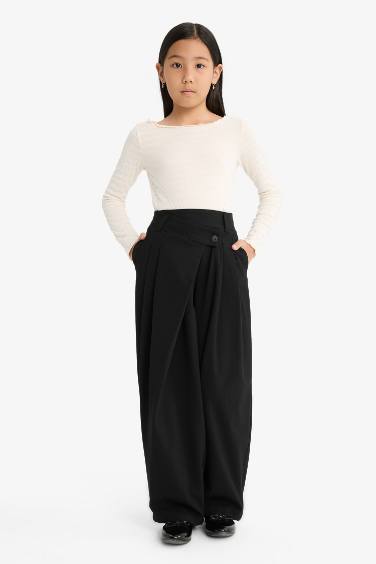 تيشيرت بناتي مخصر كم طويل سليم فيت برقبة مستديرة