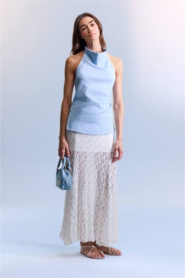 Afra x Defacto Slım Fıt Halter Yaka Atlet - Görsel 2