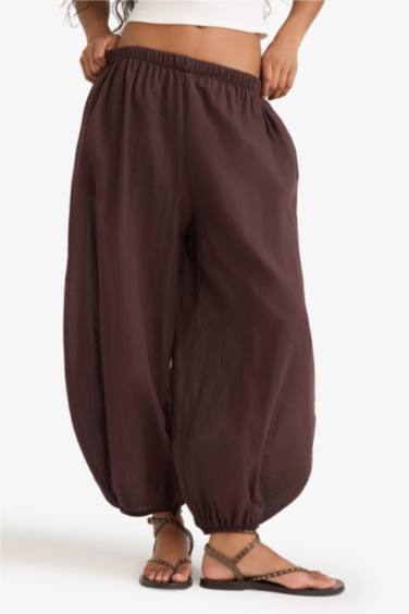 Barrel Fit Cepli Normal Bel Standart Boy Vual Şalvar Pantolon