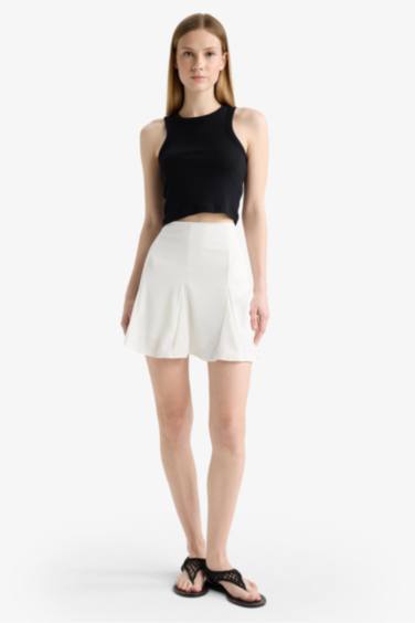 A-Line Normal Waist Crepe Mini Skirt