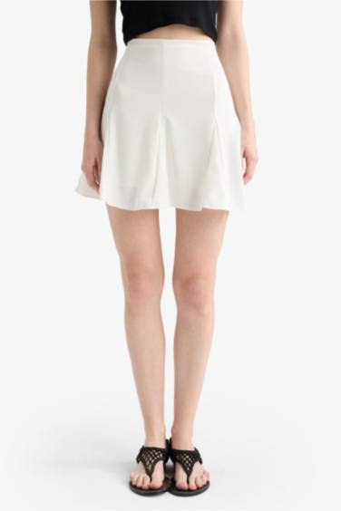 A-Line Normal Waist Crepe Mini Skirt