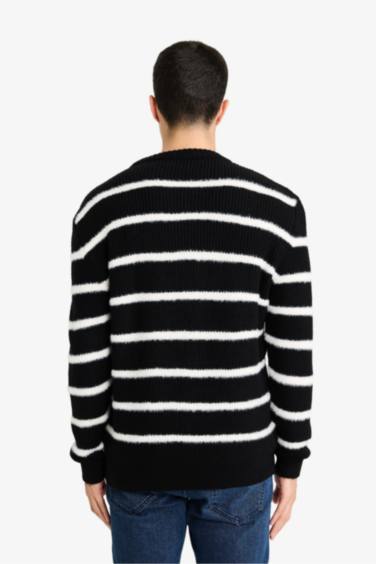 Standard Fit Crew Neck Knit Striped Pullover