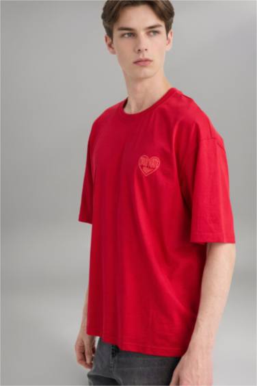 %100 Pamuk Boxy Fit Baskılı Tişört