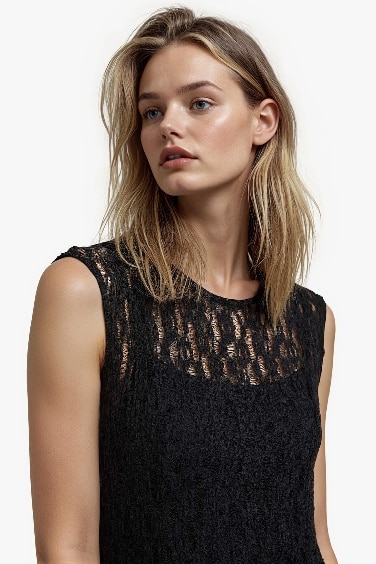 Slim Fit Crew Neck Lace Sleeveless Maxi Dress