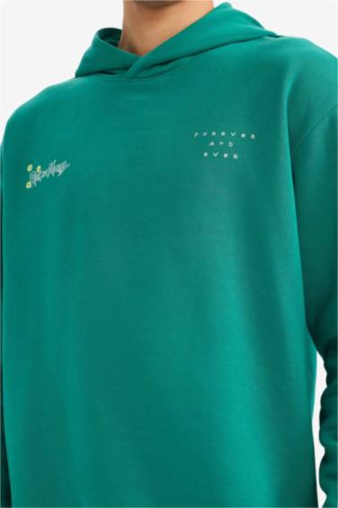 Boxy Fit Rick and Morty Licensed Printed Long Sleeve Sweatshirt