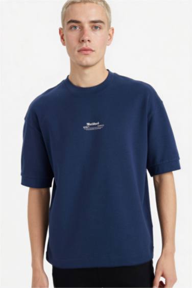 Loose Fit ауа өткізетін суретті футболка