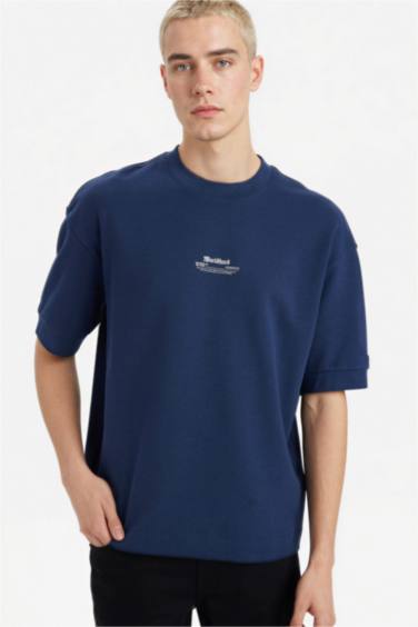 Loose Fit ауа өткізетін суретті футболка