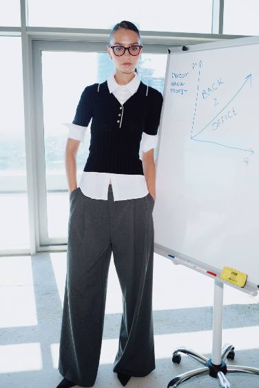 سروال وايد ليج بجيب مزدوج