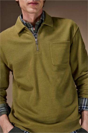 REGULAR FIT Yarım Fermuarlı Sweatshirt - Görsel 5