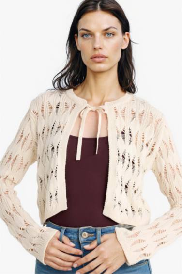 Cardigan en crochet noué sur le devant Coupe slim
