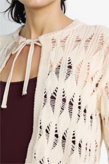 Cardigan en crochet noué sur le devant Coupe slim