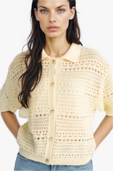 Regular Fit Polo Collar Cardigan