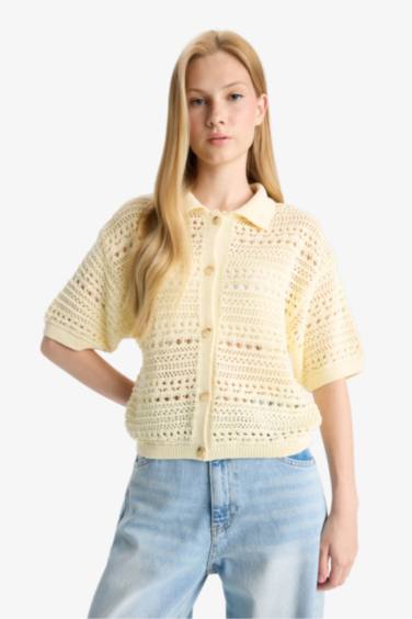 Slim Fit Polo Collar Cardigan