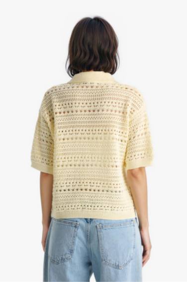 Regular Fit Polo Collar Cardigan