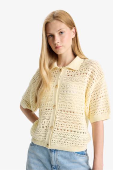 Slim Fit Polo Collar Cardigan