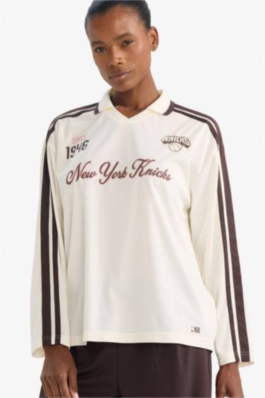 NBA New York Knıcks Oversıze Polo Yaka Tişört - Görsel 4