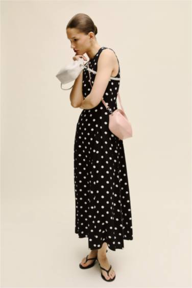 Puantiyeli Poplin Midi Elbise - Görsel 2