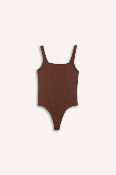 Square Neck Basic Snap Bodysuit