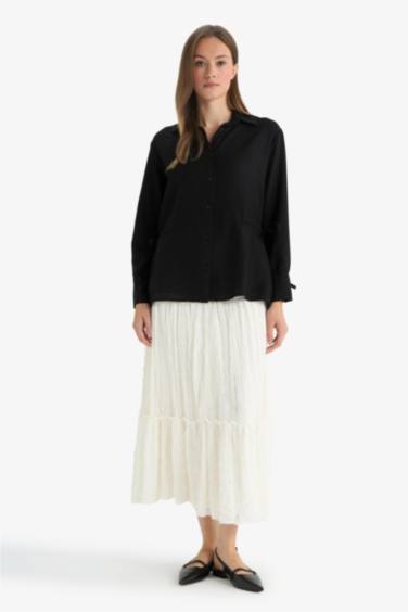 Regular Fit Shirt Collar Long Sleeve Tunic