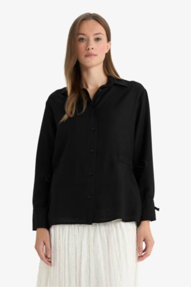 Regular Fit Shirt Collar Long Sleeve Tunic