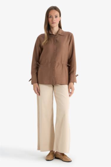 Regular Fit Shirt Collar Long Sleeve Tunic