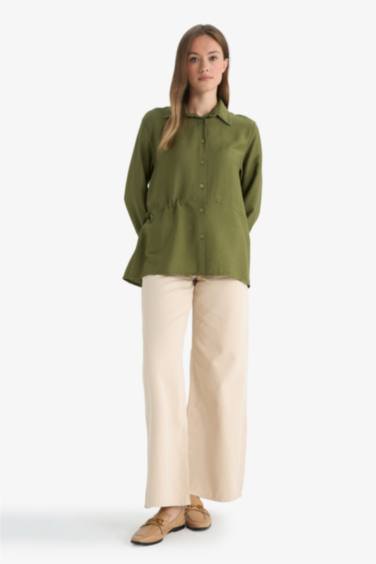 Regular Fit Shirt Collar Long Sleeve Tunic