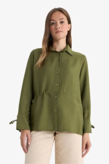 Regular Fit Shirt Collar Long Sleeve Tunic