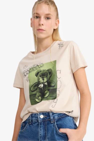 Regular Fit Crew Neck Printed Short Sleeve T-Shirt