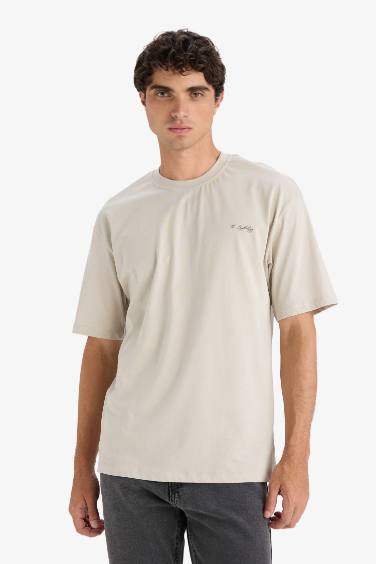 Cotton Boxy Fit Crew Neck Short Sleeve T-Shirt