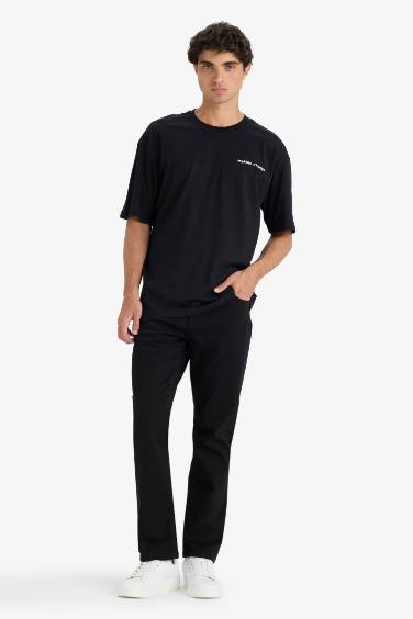 تيشيرت نص كم مطبوع أوفر سايز برقبة مستديرة