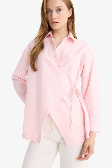 Regular Fit Shirt Collar Poplin Long Sleeve Shirt Tunic