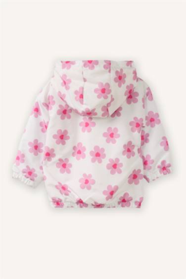 جاكيت بيبي بناتي مقاوم للماء بغطاء للرأس