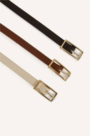 Kadın Suni Deri 3'lü Günlük Kemer - Görsel 2