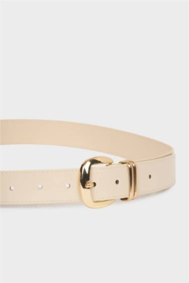 Kadın Dikdörtgen Toka Suni Deri Jean Kemeri