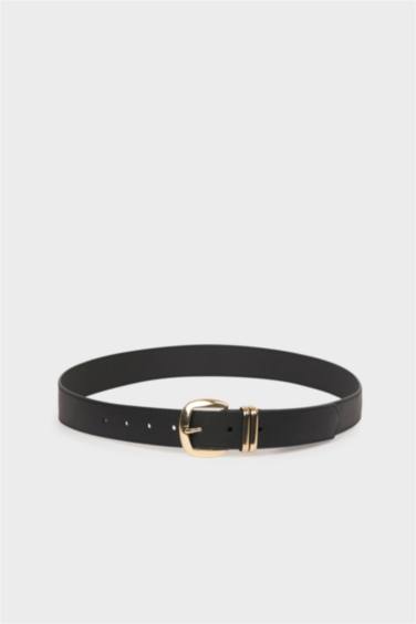 Kadın Dikdörtgen Toka Suni Deri Jean Kemeri