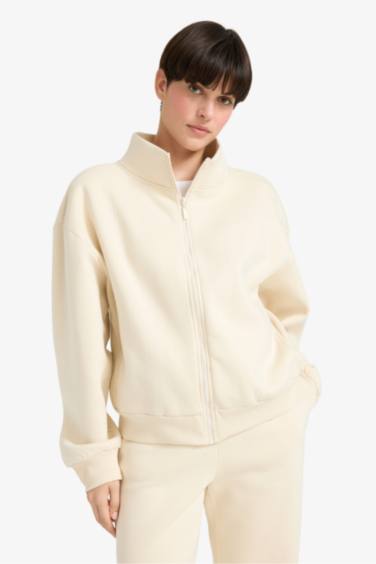 Relax Fit Thick Sweatshirt Fabric Cardigan