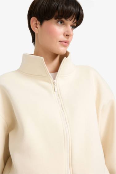 Relax Fit Thick Sweatshirt Fabric Cardigan