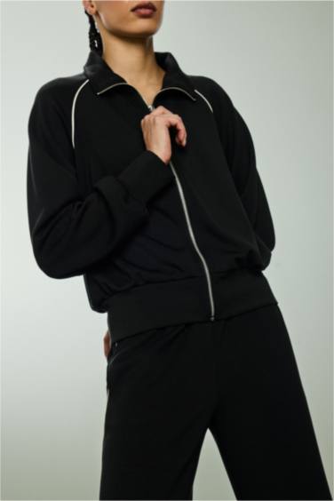 Standart Fit тік жағалы модал кардиган