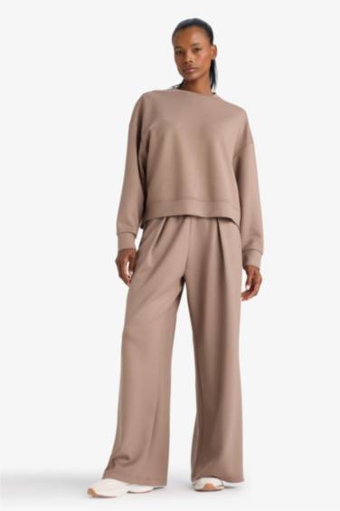 بنطرون مودال نسيج مشروط وايد ليج من DeFactoFit