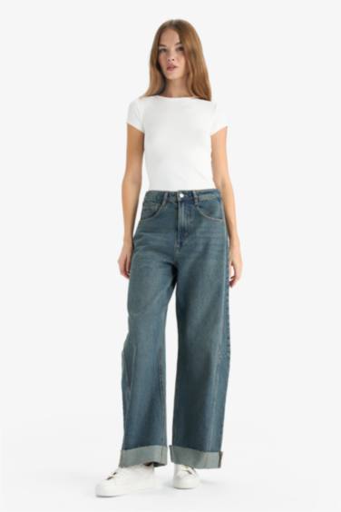 Jean taille haute Coupe barrel