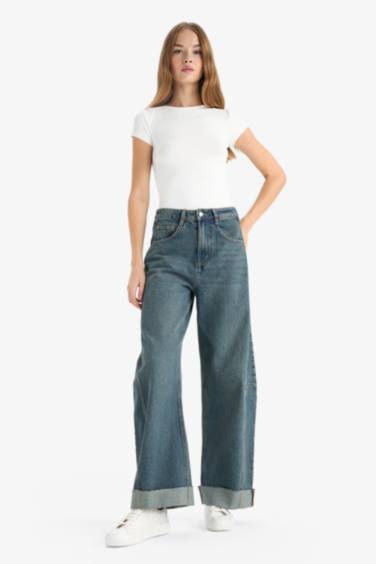 Jean taille haute Coupe barrel