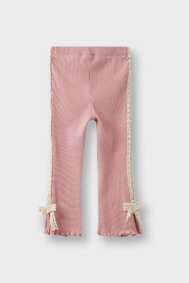 Baby Girl Ribbed Camisole Bow Detail Leggings